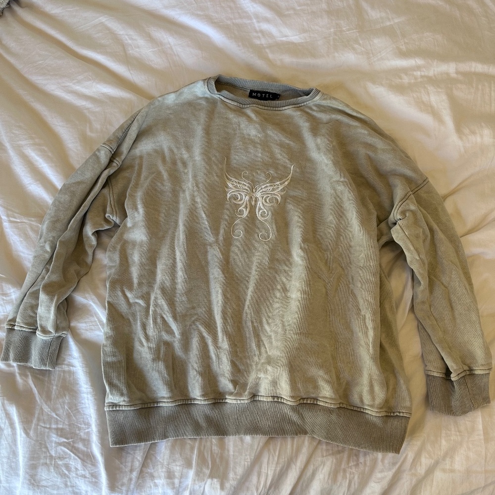 Motel Rocks green butterfly oversized crewneck